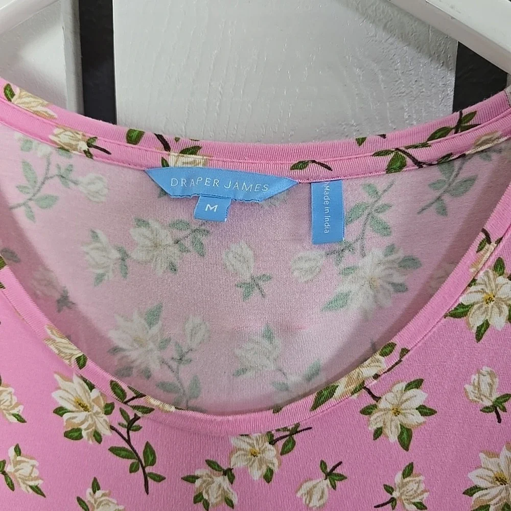 Draper‎ James Lee Ann Dress Medium Pink Magnolia Floral Puff Sleeve Coquette